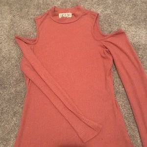 Cold shoulder high neck blouse